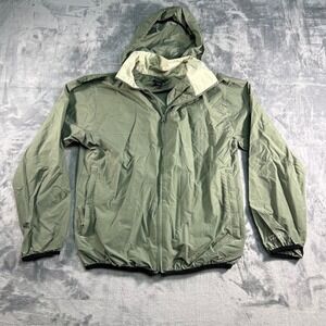 IZOD Lightweight Hooded Windbreaker Jacket Green Nylon Size S